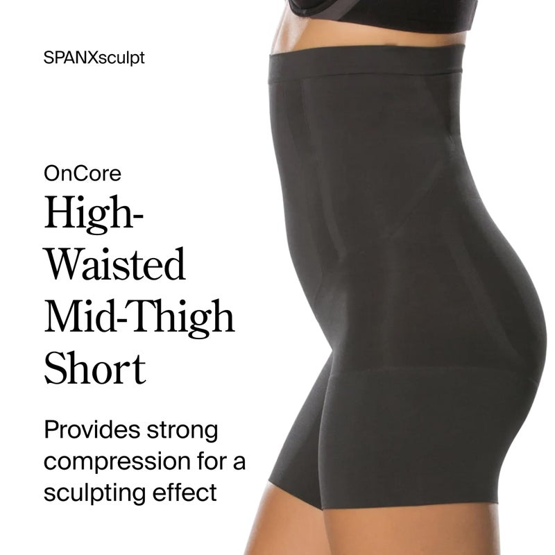 SPANX SPANXsculpt OnCore High-Waisted Mid-Thigh Short - Powerful Sculpting Shapwear for Women - Level 4 Compression - Core Control - Very Black - Medium - Standard - Image 2