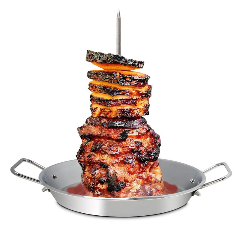 Dallden Dallden BBQ Vertical SkewerAl Pastor Skewer Vertical Rotisserie Vertical Spit Stand for Tacos Al Pastor Shawarma Gyros BBQ Grilling Accessory with 3 Removable Spikes 8 10 and 12 