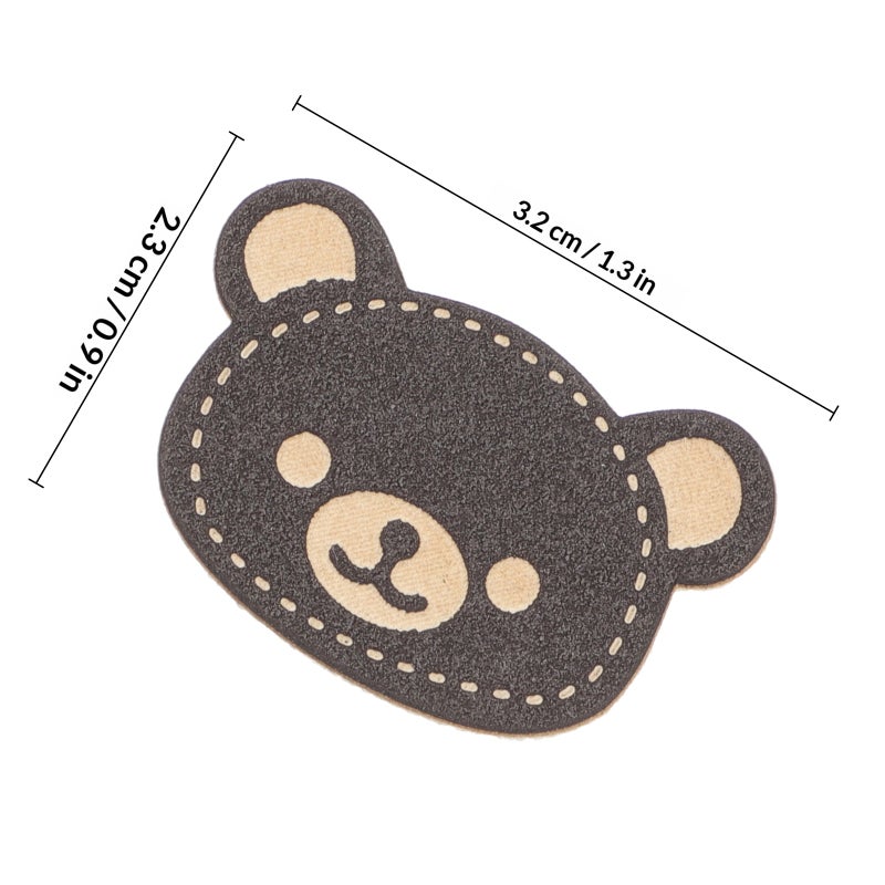 100pcs Embossed Bear PU Label Tags DIY Sewing Embellishment Clothing Label - Image 2