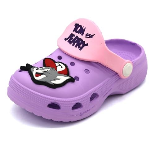 SVAAR Tom & Jerry Kid's Attractive Clogs with Authentic Tom & Jerry Charms and Adjustable Back Strap Lavender - Image 4