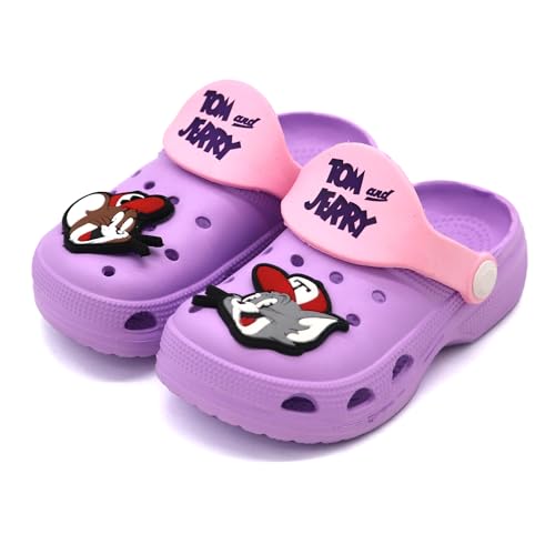 SVAAR Tom & Jerry Kid's Attractive Clogs with Authentic Tom & Jerry Charms and Adjustable Back Strap Lavender - Image 3