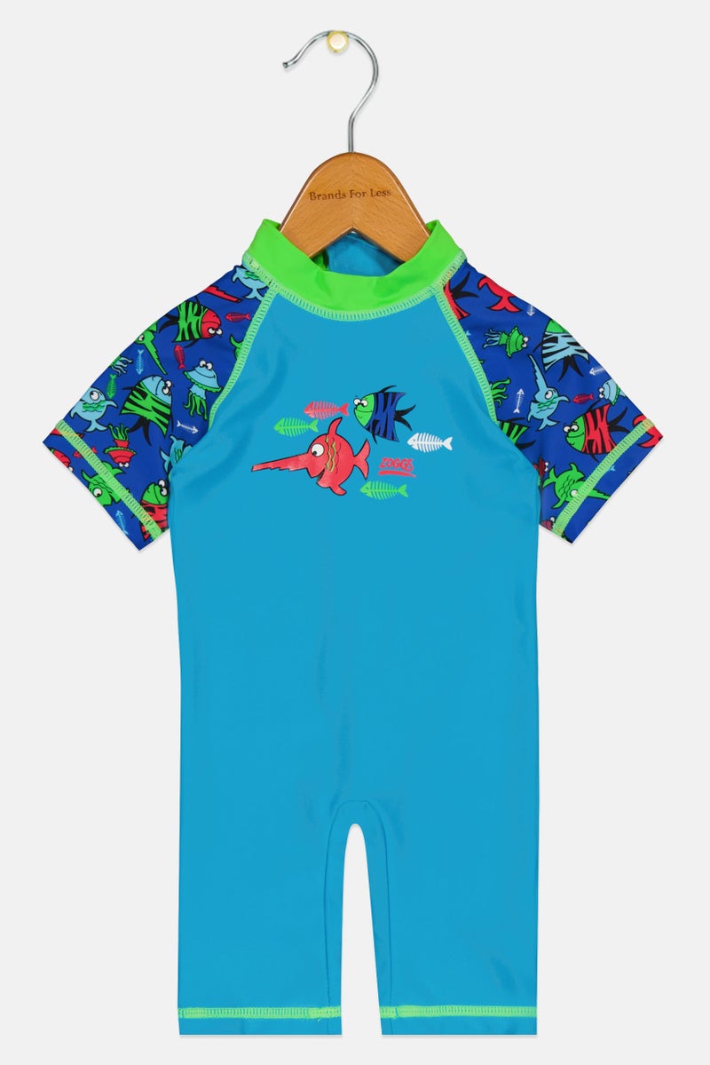 ZOGGS Toddlers Boy Brand Logo Sea Saw One Piece Swimsuit, Multicolor - Image 1