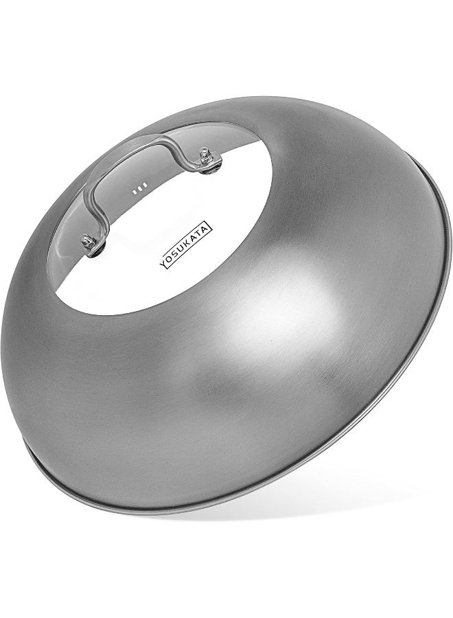 YOSUKATA Wok Lid 13.6 Inch - Premium Stainless Wok Cover with Tempered Glass Insert Steam Holes - Dishwasher-Safe Lid for 14-Inch Wok - Cheese Melting Dome for Griddle  - Image 1