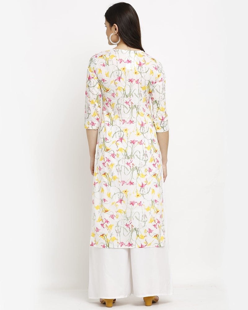 Rajnandini Women's Pure Cambric Cotton Jaipuri Printed Kurti (JOPLJPR89-S_White_S) - Image 2