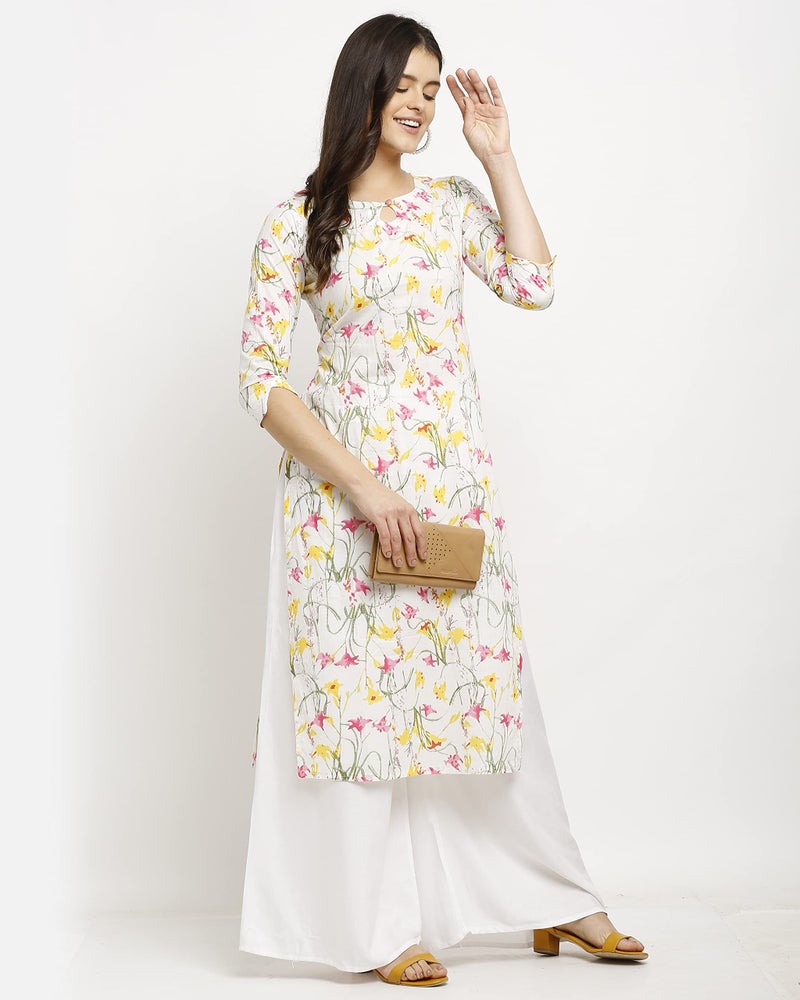 Rajnandini Women's Pure Cambric Cotton Jaipuri Printed Kurti (JOPLJPR89-S_White_S) - Image 5