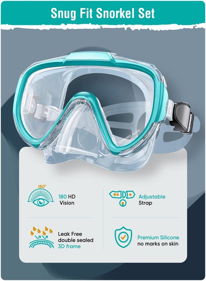 Seovediary Snorkel Set Adults Snorkeling Gear Anti-Fog Panoramic View Swim Mask Dry Top Snorkel Kit with Carry Bag for Snorkeling Scuba Diving Swimming Travel - Image 2