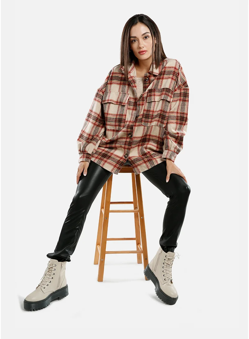 London Rag London Rag Oversized Flannel Plaid Shirt
