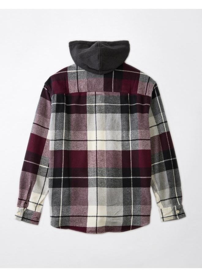 American Eagle Casual Super Soft Flannel Hoodie  - Image 4