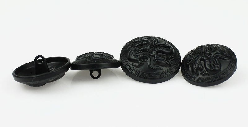 RECHERE 12 PCS Embossed Chinese Dragon Pattern Metal Shank Buttons Craft for DIYS Sewing Embellishment (Black,23mm) - Image 3