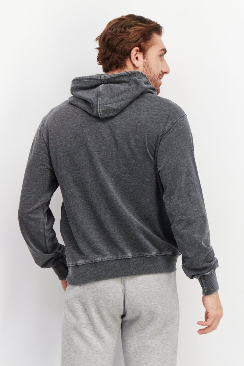 Sovereign Code Men Hood With Drawstring Plain Hoodie, Grey - Image 4