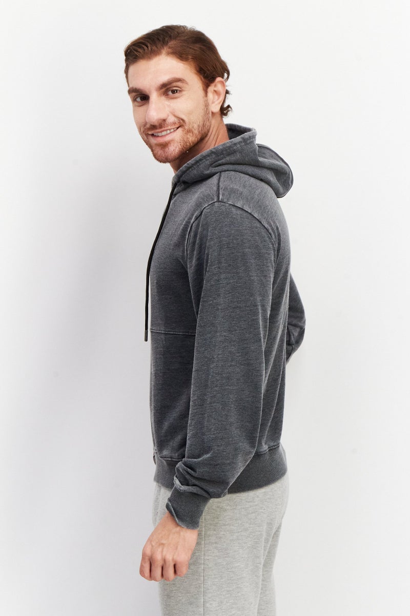 Sovereign Code Men Hood With Drawstring Plain Hoodie, Grey - Image 2