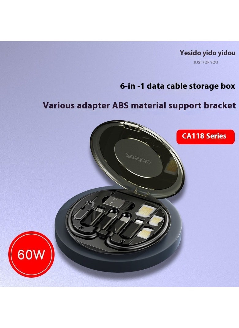 6-in-1 data cable storage box 60w charging transmission multi-function conversion head for Apple typec Android. - pzsku/Z715223F605DBB29F2F0CZ/45/_/1730276182/fe4d6d58-c8d1-4dc0-bc9e-83c010c910f8