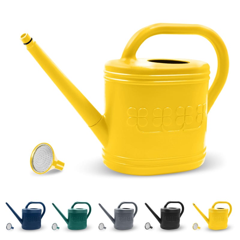 Giftsfaloy 2 Gallon Watering Can, Outdoor Watering Can for Plants, Garden Water Can with Removable Long Spout and Stainless Steel Sprinkler Head, Large Water Can for Greenhouse (Yellow, 2 Gallon) - Image 1