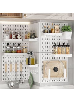 Old_Feller 4 Pack wall hanging panel storage combination kit for installation without drilling holes,Hanging Pegboard Wall Organizer with 6 Pegboards and 36 Accessories, Wall Organizer for Home Office,  White  - Image 5