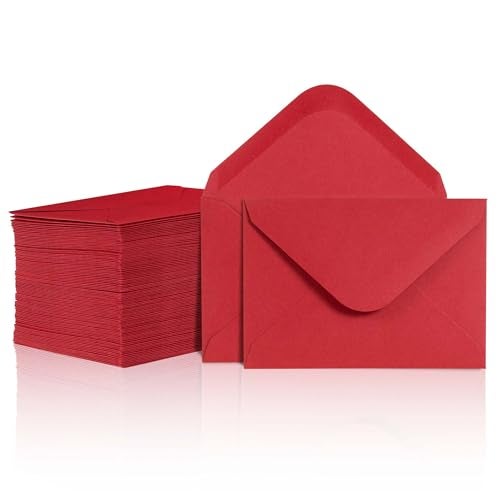 MATICAN Gift Card Envelopes - 100-Count Mini Envelopes, Red Paper Business Card Envelopes, Bulk Tiny Envelope Pockets for Small Note Cards, Red 4 x 2.7 Inches - Image 1