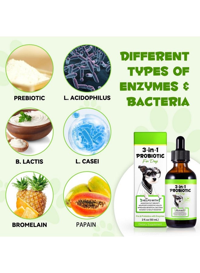 اويمال بروبيوتيك للكلاب، 3 في 1 بروبيوتيك للكلاب وإنزيمات هضمية للحيوانات الأليفة، يدعم صحة الأمعاء، حكة الجلد، الحساسية، المناعة، بروبيوتيك سائل لجميع الأعمار والسلالات من الكلاب - Image 3