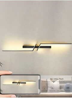 LOOPITYS （BLACK, 60CM，Three color temperatures）Modern Creative Strip Led Wall Lamp Minimalist Bedroom Bedside Wall Sconce Led Lights Living Room TV Sofa Background Wall Lamp  - Image 5