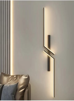 LOOPITYS （BLACK, 60CM，Three color temperatures）Modern Creative Strip Led Wall Lamp Minimalist Bedroom Bedside Wall Sconce Led Lights Living Room TV Sofa Background Wall Lamp  - Image 2
