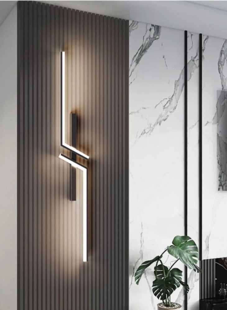 LOOPITYS （BLACK, 60CM，Three color temperatures）Modern Creative Strip Led Wall Lamp Minimalist Bedroom Bedside Wall Sconce Led Lights Living Room TV Sofa Background Wall Lamp - Image 2