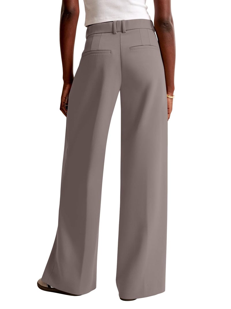 NIMIN Women Wide Leg Pants High Waisted Formal Dressy Work Trousers Business Casual Pants with Pockets Mocha Brown - Image 3