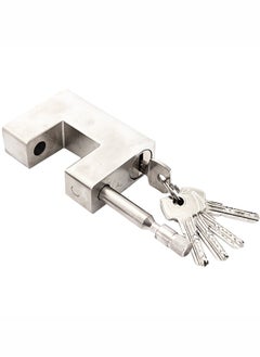 LAWAZIM Horizontal Beam Steel Padlock - Rectangle 84mm - Heavy Duty Anti-Theft Keyed Lock with 5 Keys, Rust-Resistant Monoblock Design for Outdoor Security, Garages, Storage Units, and Industrial Use  - Image 5