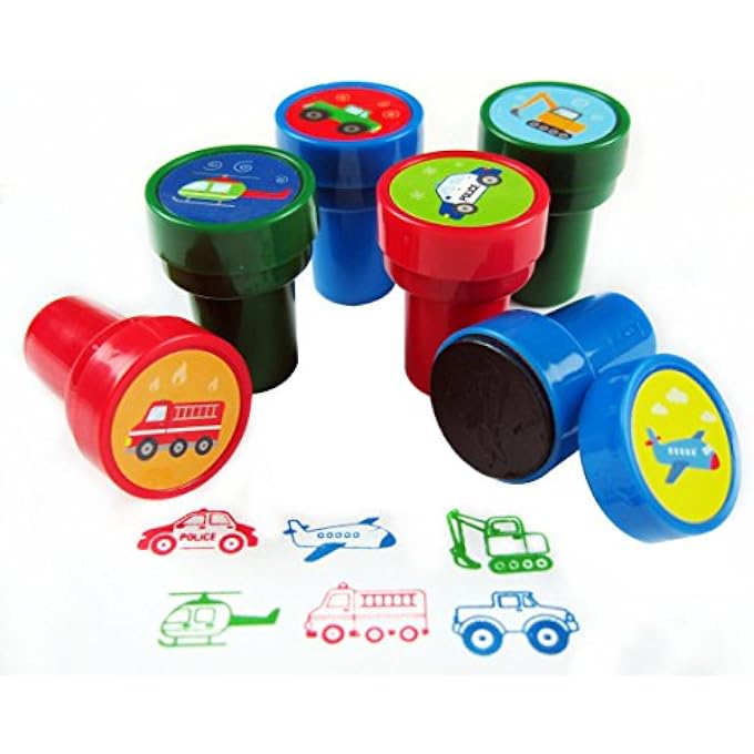 TINYMILLS 24 Pcs Transportation Vehicles & Construction Stampers for Kids - Image 2