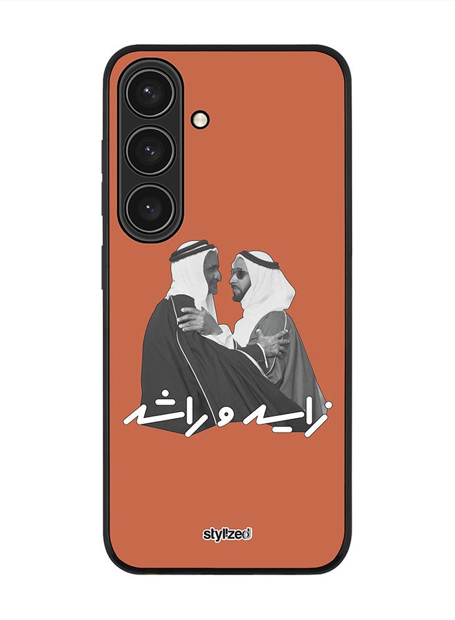 Stylizedd Cover for Samsung Galaxy S25 Case, Rugged Black Slim fit Soft Flexible Anti Drop TPU Gel Thin Protective Phone Cases- Sheikh Zayed And Sheikh Rashid, Orange - Image 1
