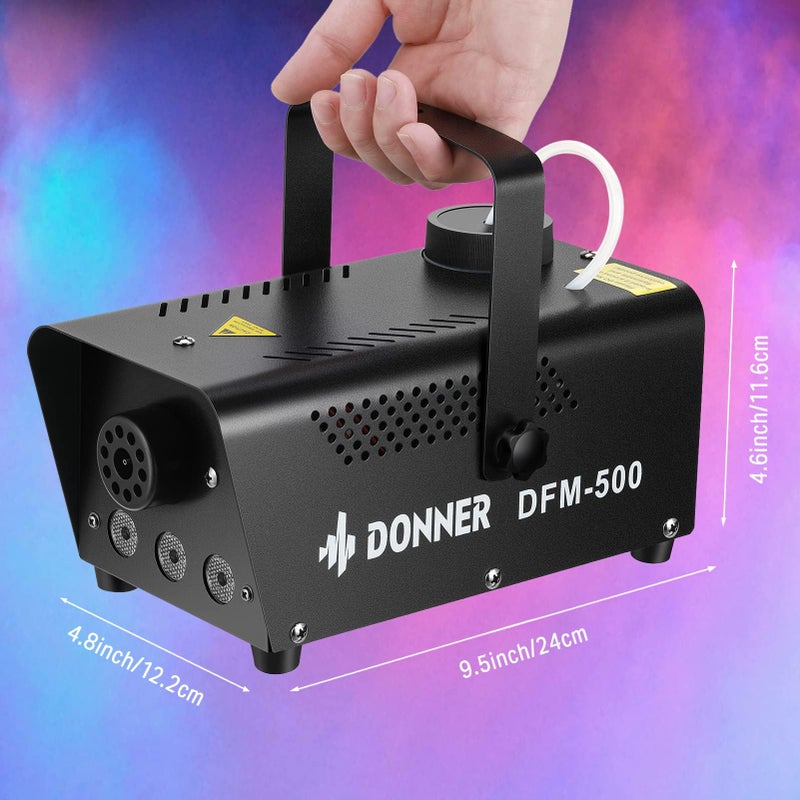 Donner Fog Machine with 13 Colors, 500W 2000CFM Party Smoke Machine with RGB LED Light, Indicate Light with 2 Wireless Remote Controls, Manual Spray Fog, for Halloween Festival Wedding Indoor Use - Image 4