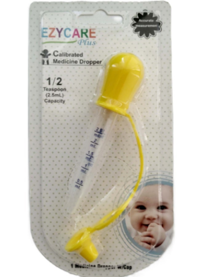 EzyCare Calibrated Medicine Dropper with Protective Cap – 2.5 ml Precision Dosage (Yellow) - Image 2