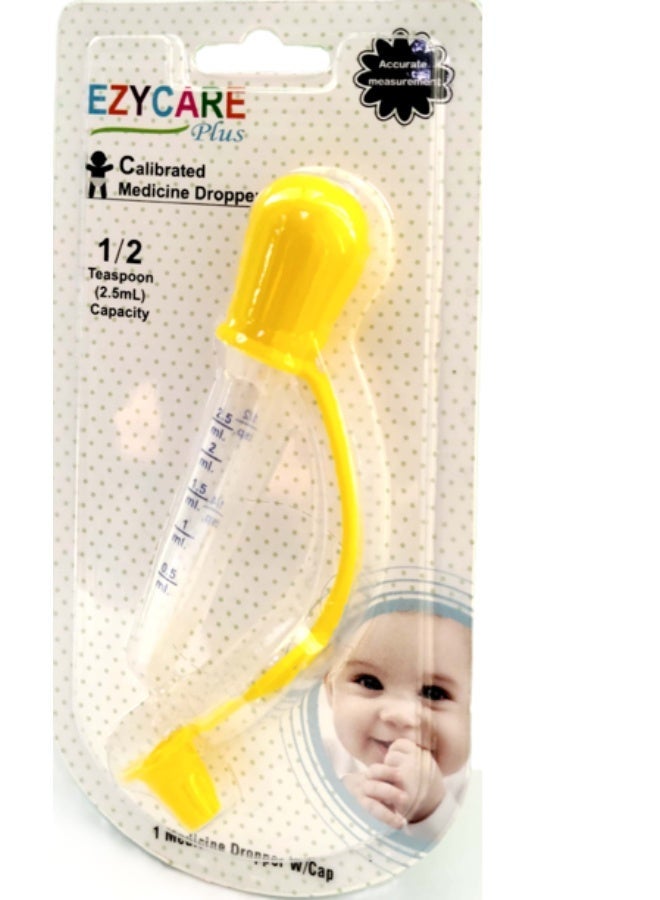 EzyCare Calibrated Medicine Dropper with Protective Cap – 2.5 ml Precision Dosage (Yellow) - Image 1