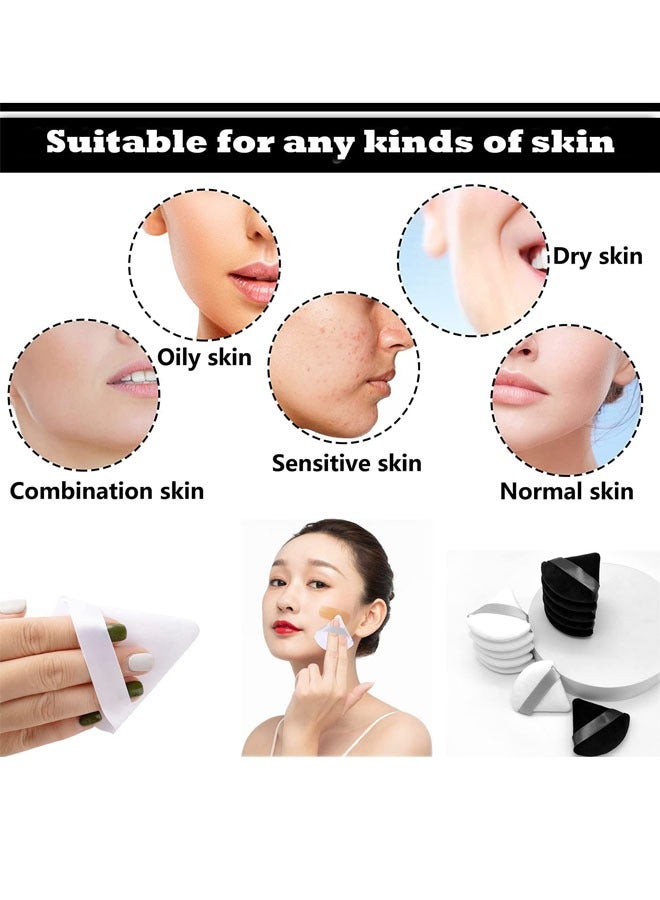 SYOSI Powder Puff, 10Pcs Face Triangle Soft Makeup Powder Puff for Loose Powder Mineral Powder Body Powder Makeup Tool with Strap, for Contouring, Under Eye and Corner - Image 3