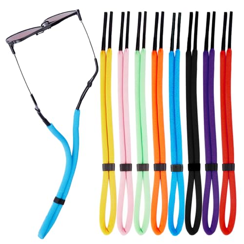 DMwespe 8 Pcs Floating Sunglasses Straps Buoyant Glasses Retainer for Water, Universal Adjustable Floatable Eyewear Lanyard for Boating Kayaking Fishing Paddleboarding Beach Lake Pool - Image 1