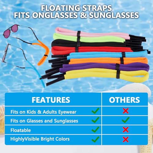 DMwespe 8 Pcs Floating Sunglasses Straps Buoyant Glasses Retainer for Water, Universal Adjustable Floatable Eyewear Lanyard for Boating Kayaking Fishing Paddleboarding Beach Lake Pool - Image 4
