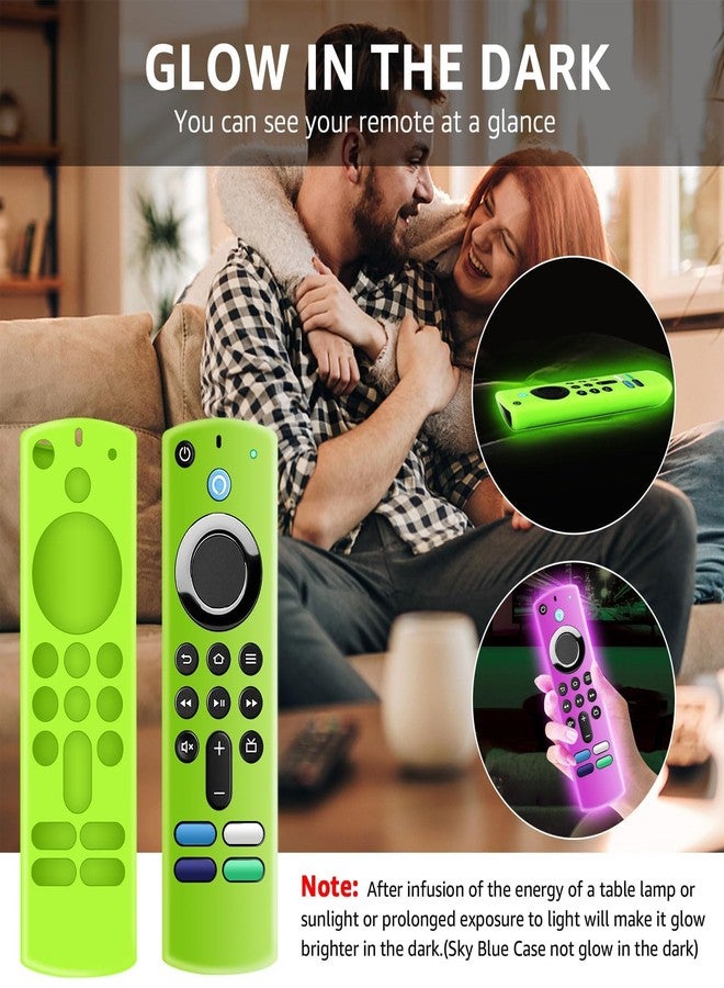 SOTATOO 3 Pack Silicone Remote Cover Case, Anti Slip Silicone Protective Case Glow in The Dark with Lanyard(Glow Green & GlowPurple & Sky Blue) - Image 4