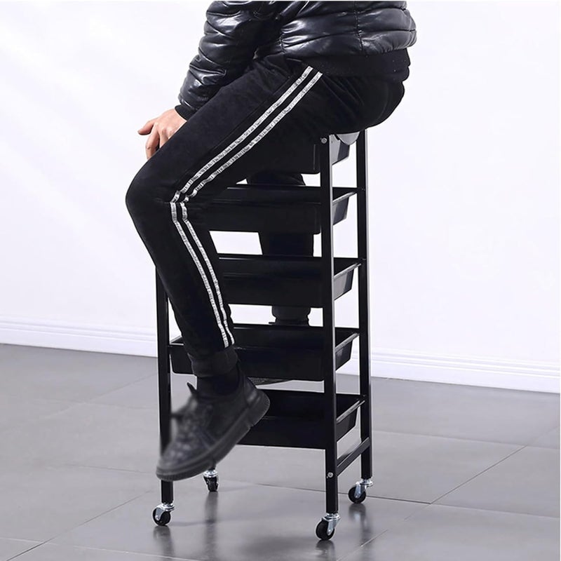 360° Universal Wheel Design Salon Cart 5 Tier Salon Tray Cart with Blow Dryer Rack Trolley Carts for Salon Station Use - Image 5
