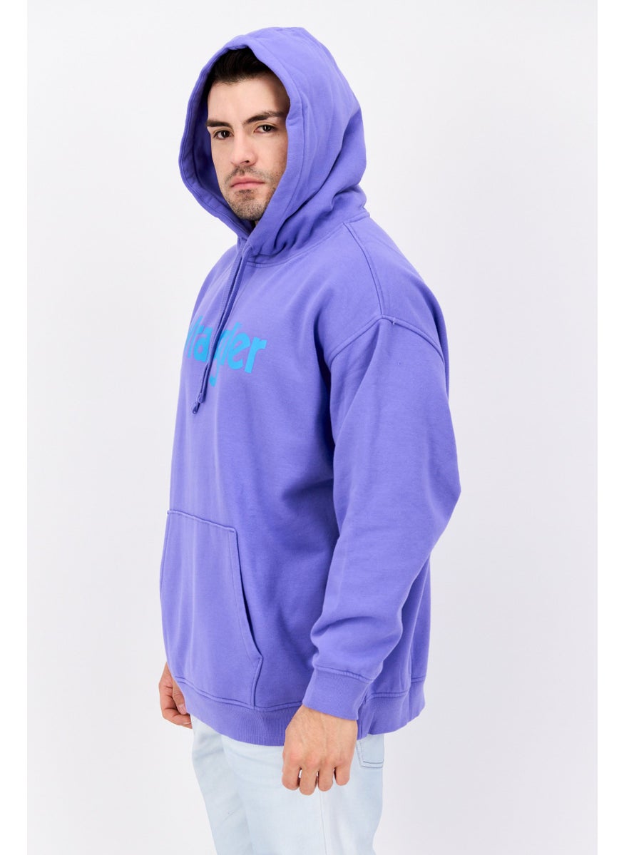 Wrangler - Men Hooded Long Sleeve Brand Logo Sweatshirt, Purple - Image 1