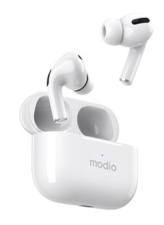 modio ME8 True Wireless Stereo Earbuds with Bluetooth 5.3 – Touch Control In-Ear Headset with HD Sound, Built-In Mic, Noise Isolation & Long Battery Life – Compact Charging Case Included – Compatible with Android, iOS & Tablets – Free Protective Carry Case  - Image 1