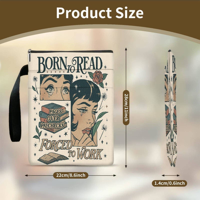 Vintage Style Literary Print Book Cover With Zipper Closure For Students - Image 3