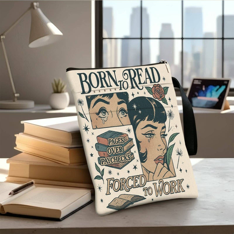 Vintage Style Literary Print Book Cover With Zipper Closure For Students - Image 4