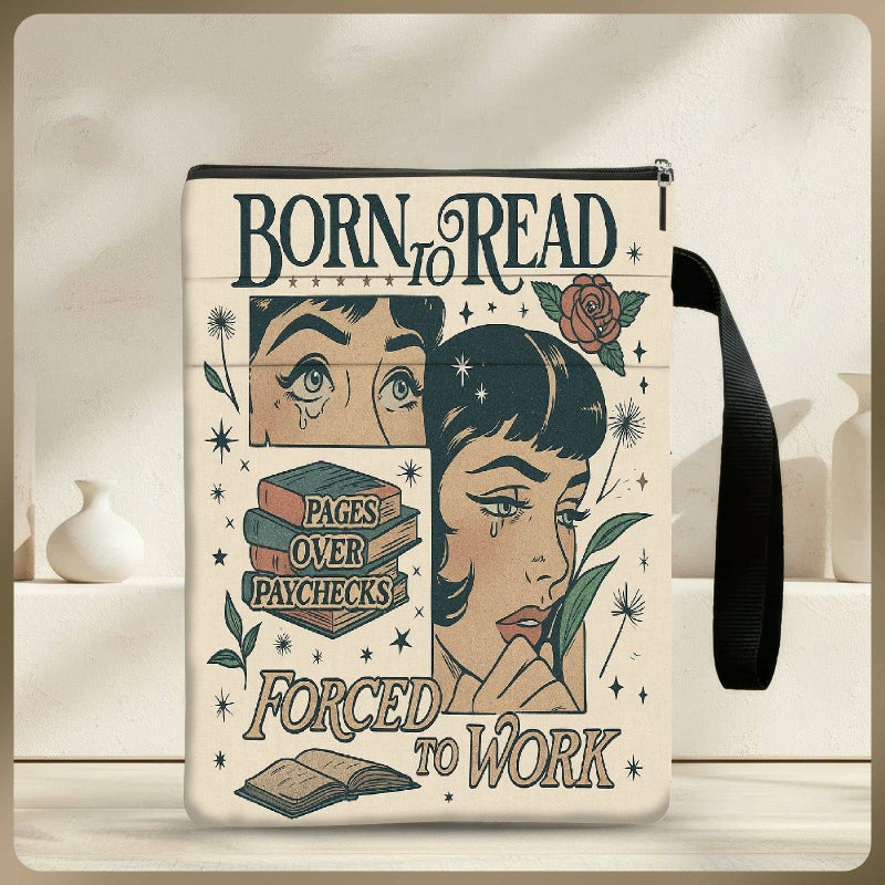 Vintage Style Literary Print Book Cover With Zipper Closure For Students - Image 2