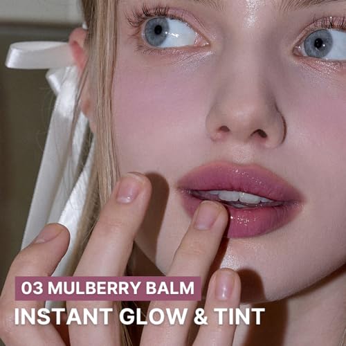 AOU GLOWY TINT BALM Tinted Lip Balm with Natural Gloss Instant Hydration for Chapped Lips 0.12Oz (03 Mulberry Balm) - Image 3