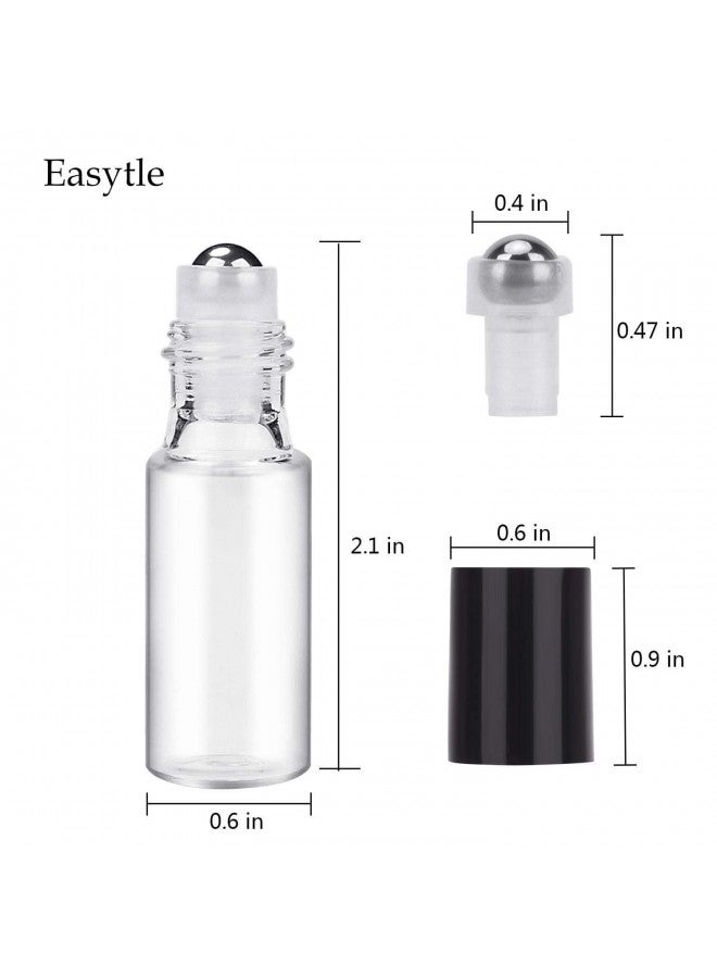 Easytle Essential Oil Roller Bottles 24 Pack 5ml Clear Glass Roller Bottles for Oils (96 Pieces Labels, 2 Opener, 4 Funnels, 4 Dropper) Roll on Bottles with Stainless Steel Roller Balls and Caps - Image 3