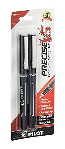 PILOT Precise V5 Stick Liquid Ink Rolling Ball Stick Pens, Extra Fine Point (0.5mm) Black Ink, 2-Pack (25001) - Image 2