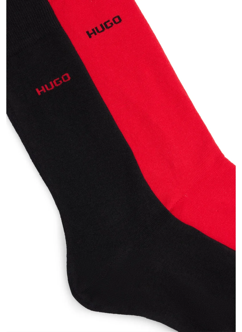 HUGO Two-pack of regular-length socks in stretch fabric
