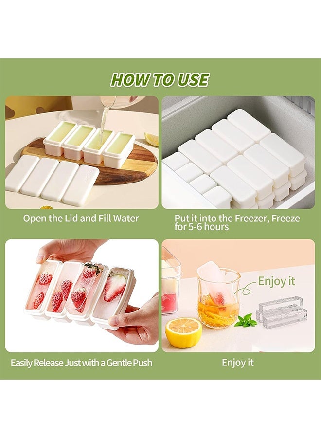 Peachjoy 2Pcs Silicone Ice Cube Tray, Water Bottle Ice Cube Tray, with Lid, Premium Stackable Large Ice Cube Molds, Rectangle Silicone Molds, for Freezer, for Soup, Butter, Baking, Easy Release, White  - Image 4