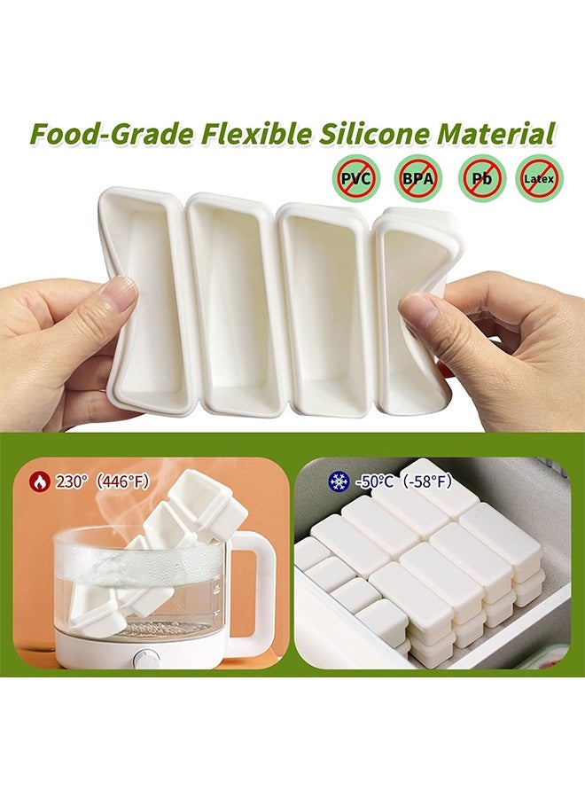 Peachjoy 2Pcs Silicone Ice Cube Tray, Water Bottle Ice Cube Tray, with Lid, Premium Stackable Large Ice Cube Molds, Rectangle Silicone Molds, for Freezer, for Soup, Butter, Baking, Easy Release, White  - Image 2