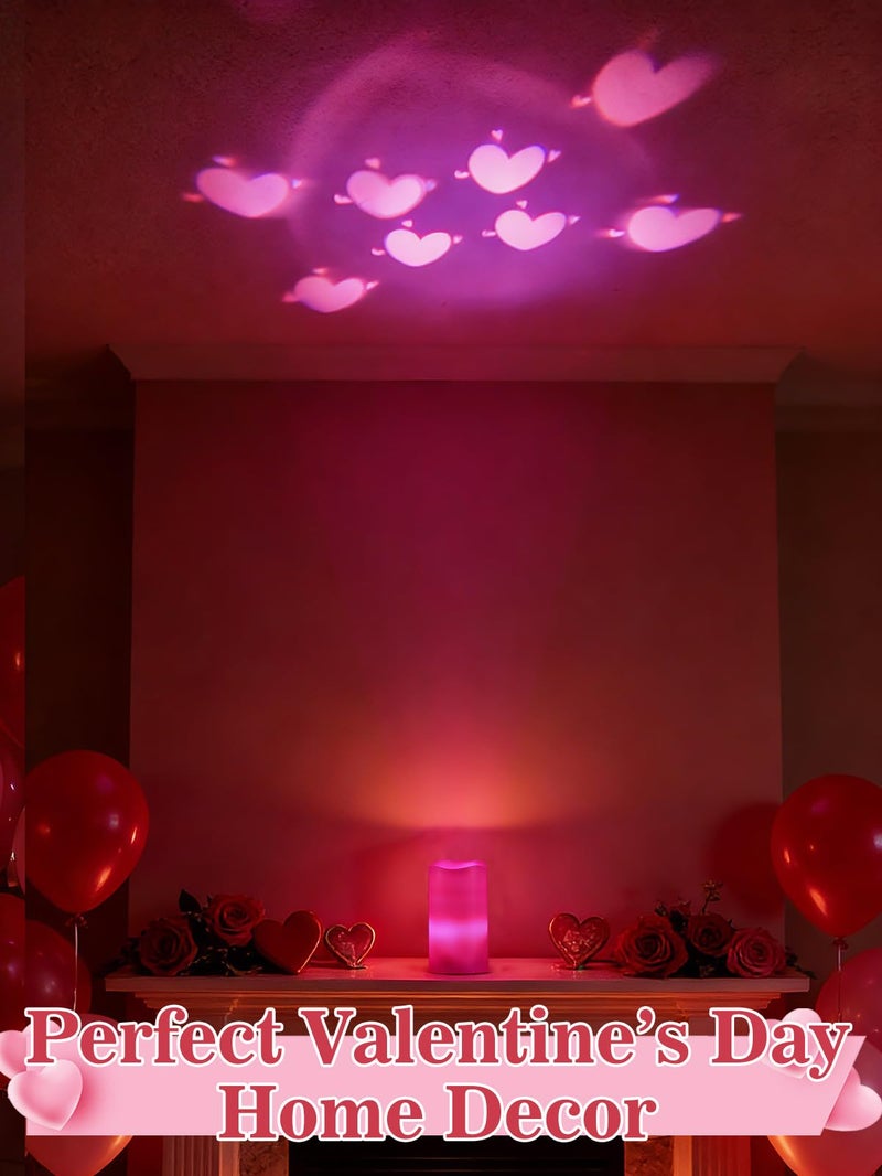 Alphatool زينة عيد الحب من ألفا تول - شمعة LED مع عرض قلب - شموع وردية بدون لهب، زينة رومانسية لعيد الحب لحفلة ليلة موعد في المنزل، تعمل بالبطارية - Image 3