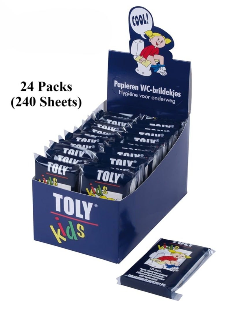Toly Kids 240 - Bulk Disposable Toilet Seat Covers for Children | Colorful Cartoon Stickers, Soft & Flushable (240 Sheets, 24 Packs) | Ideal for Schools, Daycares & Travel - Image 2