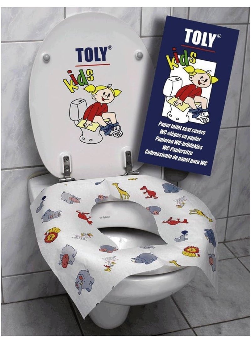 Toly Kids 240 - Bulk Disposable Toilet Seat Covers for Children | Colorful Cartoon Stickers, Soft & Flushable (240 Sheets, 24 Packs) | Ideal for Schools, Daycares & Travel - Image 1