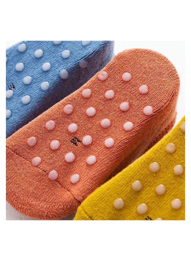 6Pcs Baby Non-skid Grip Socks, Kids Cartoon Cute Floor Ankle Socks with Grips, Cotton Animal Socks for Infants Toddlers Girls Boys 1-3 Years, M Size - Image 3